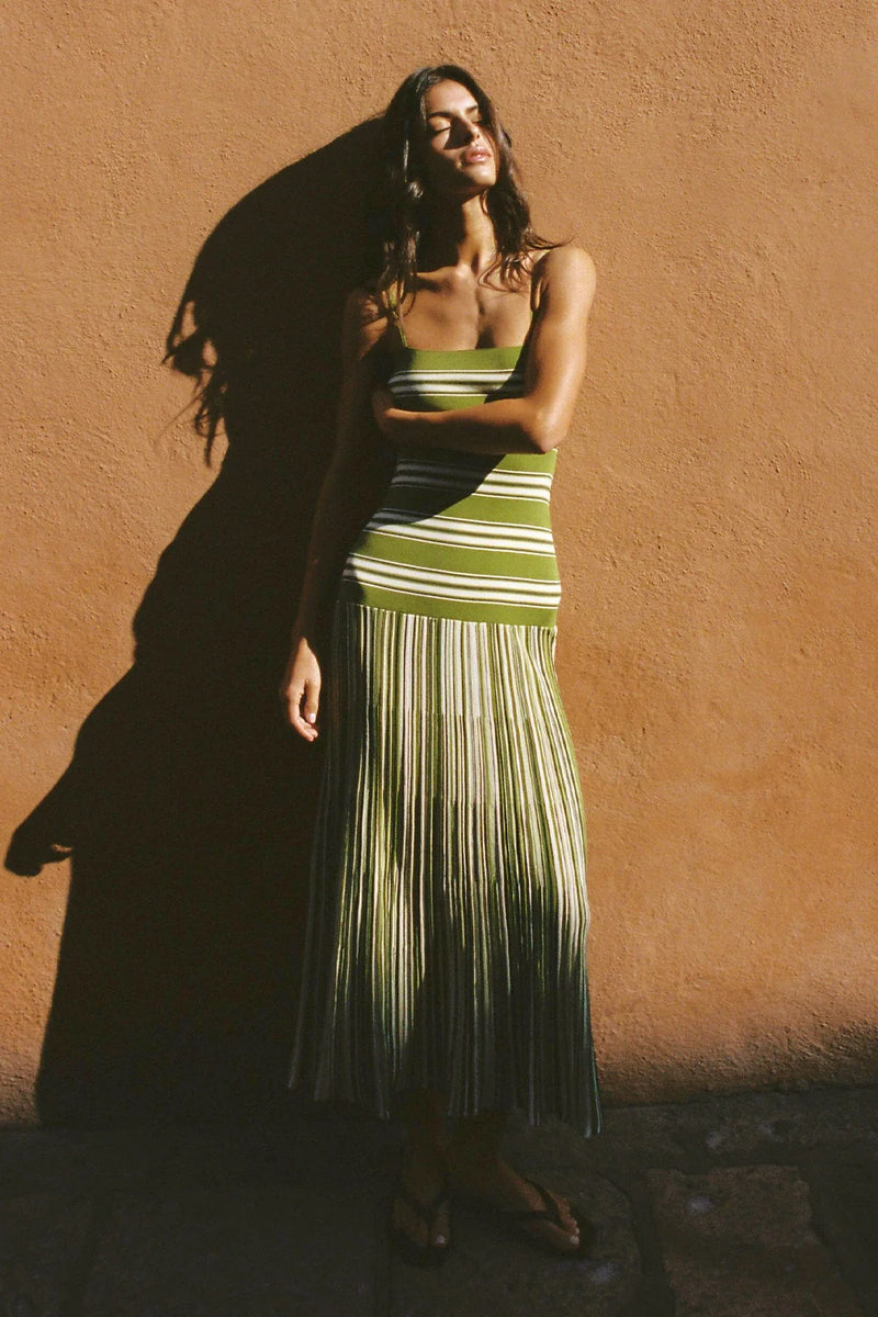 Esenia Knit Dress Ombre Stripe Macro Juniper