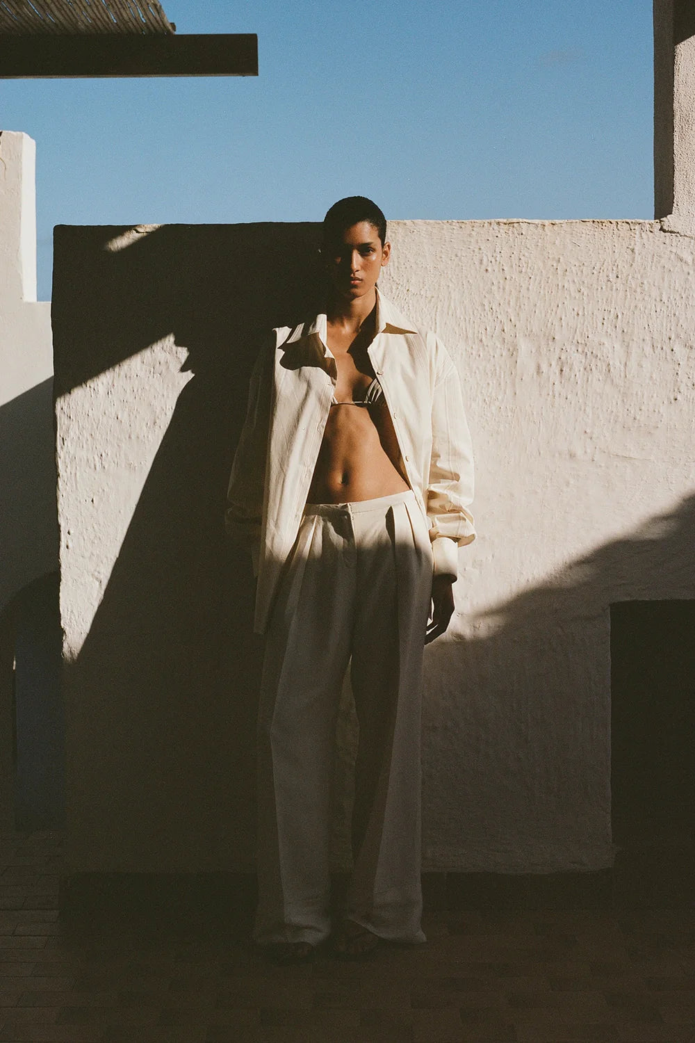En Vau Shirt Foam Taupe Stripe