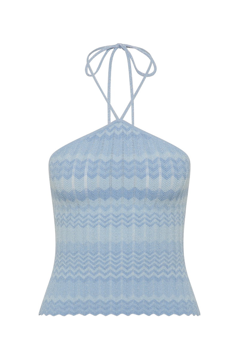 Ria Top Light Blue Chevron