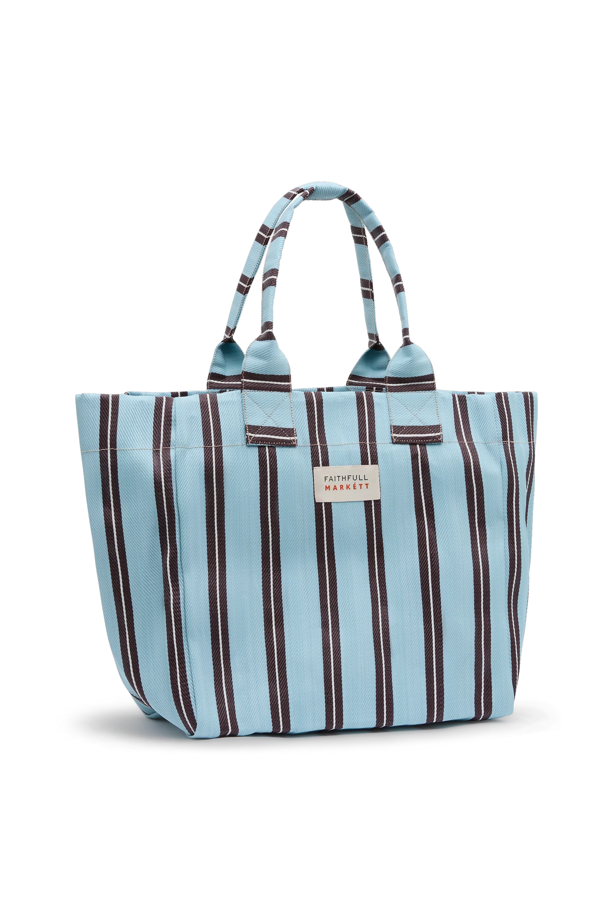 Markett Tote Bag Stripe Aqua Chocolate