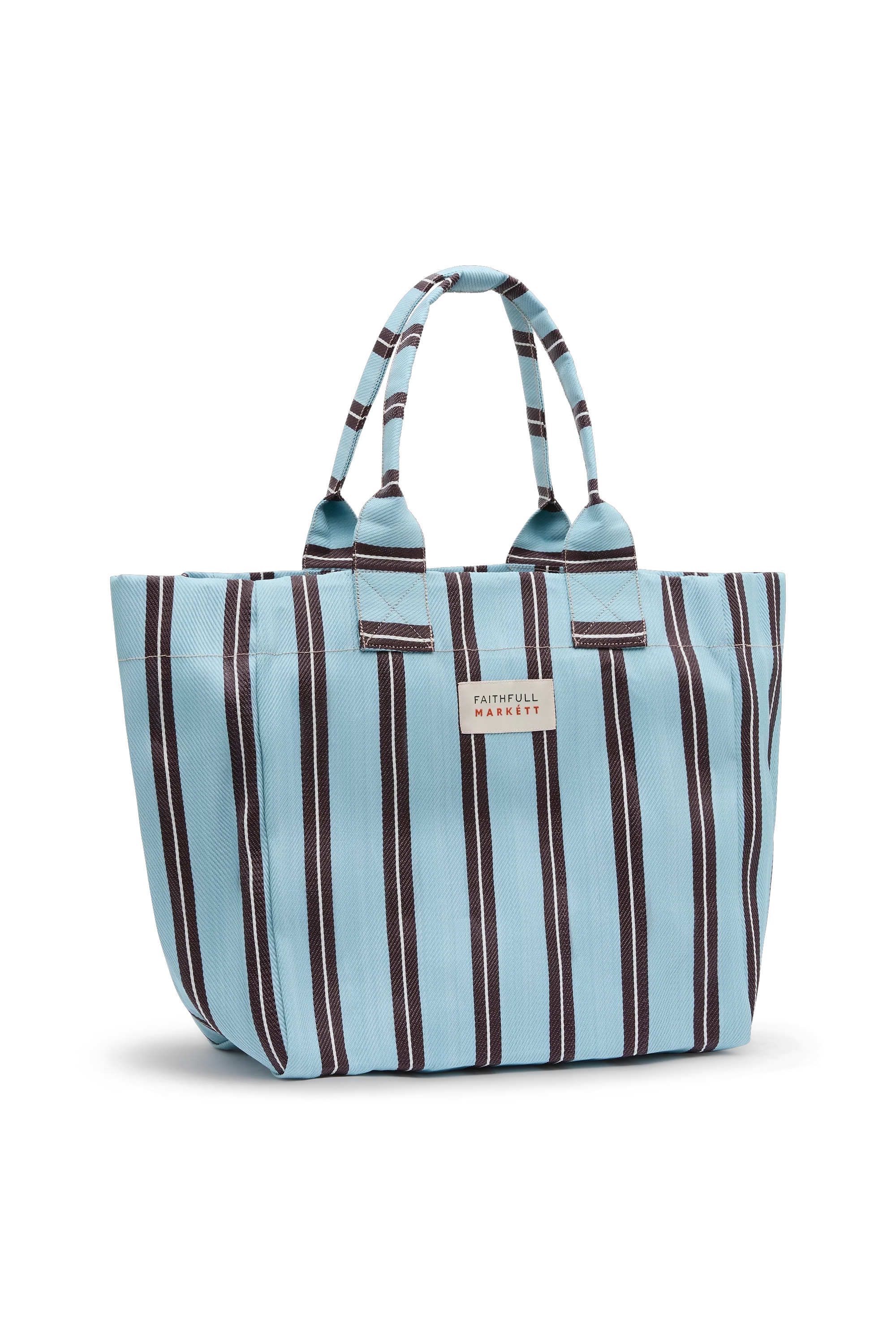 MARKÉTT Tote Bag Stripe Aqua Chocolate