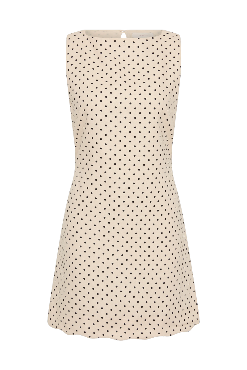 Iria Mini Dress Lola Polka Dot Cream Black