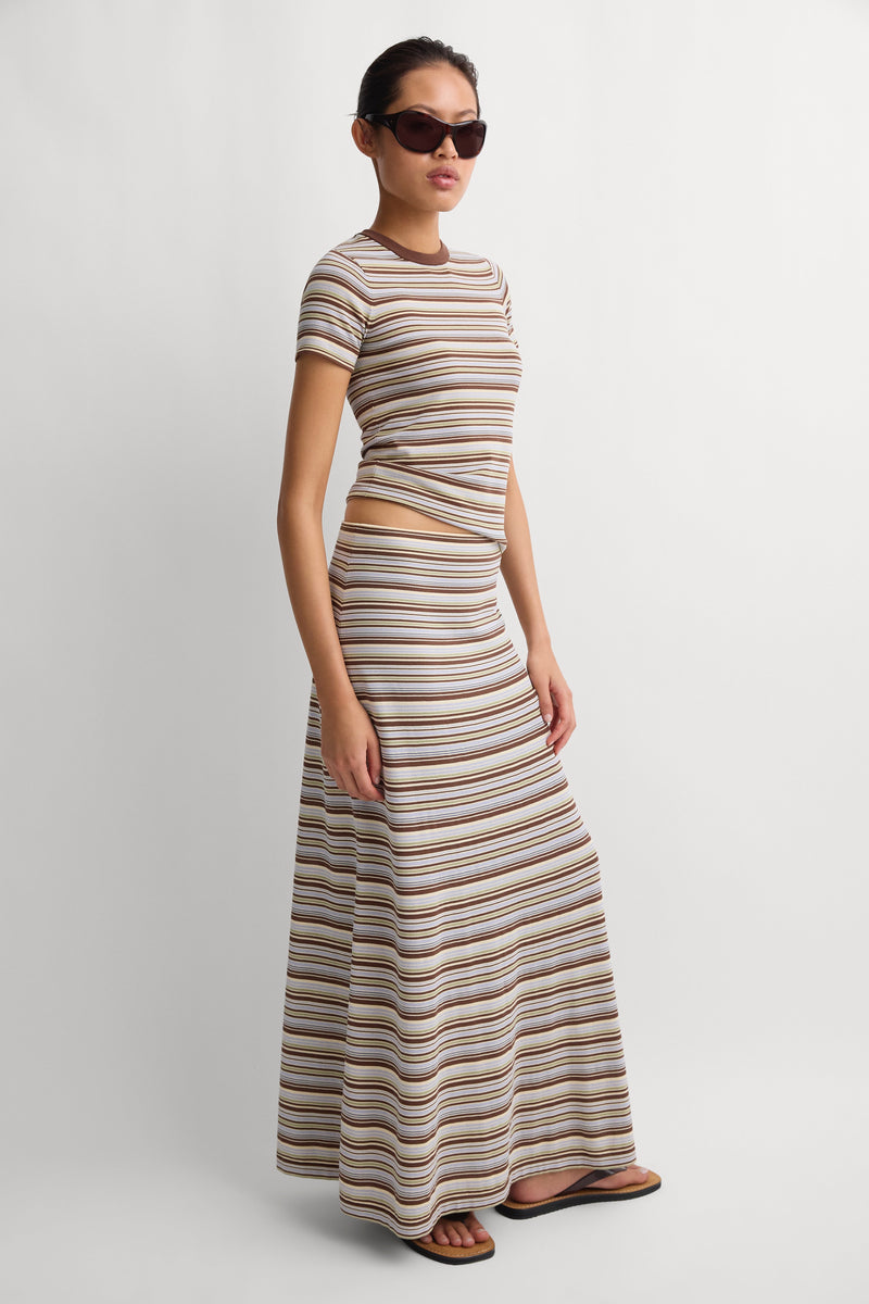 Casia Maxi Skirt Canaria Stripe Carob