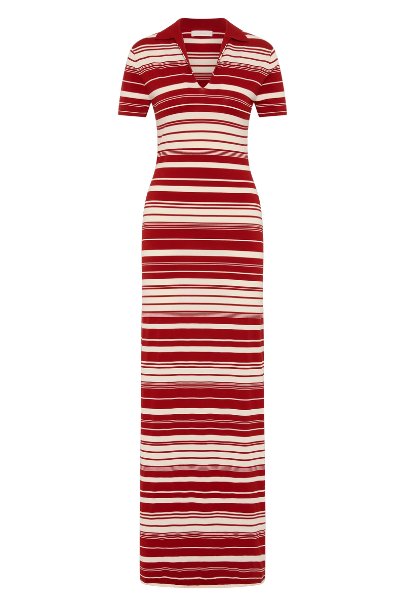 Cloe Maxi Dress Valdemar Stripe Red Ochre
