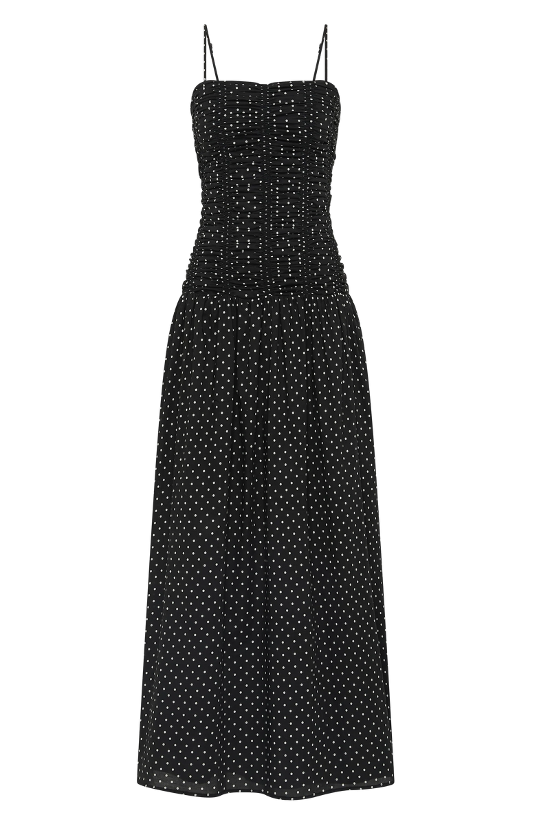 Mira Maxi Dress Lola Polka Dot Black Off White