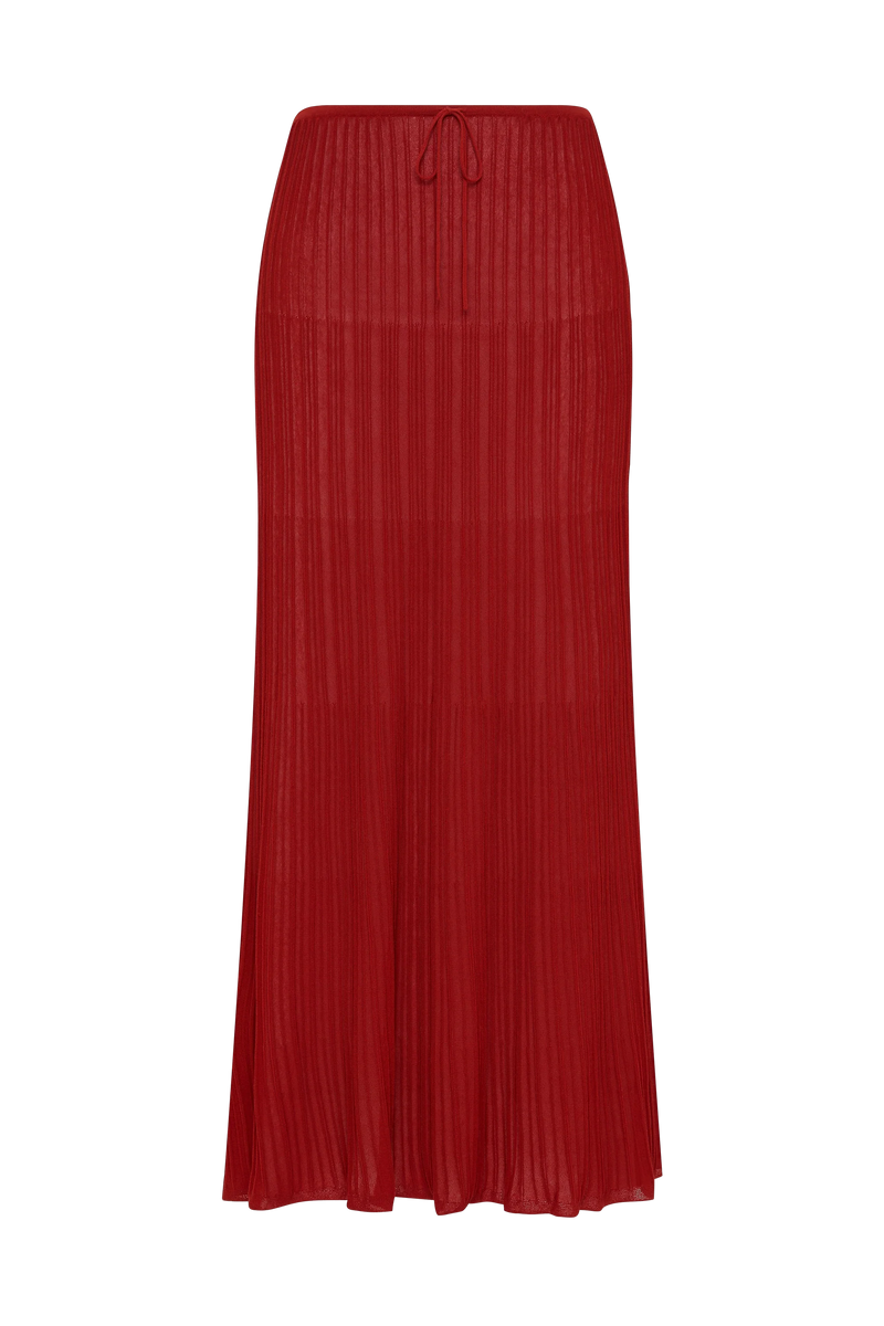 Citara Drawstring Midi Skirt Red Ochre