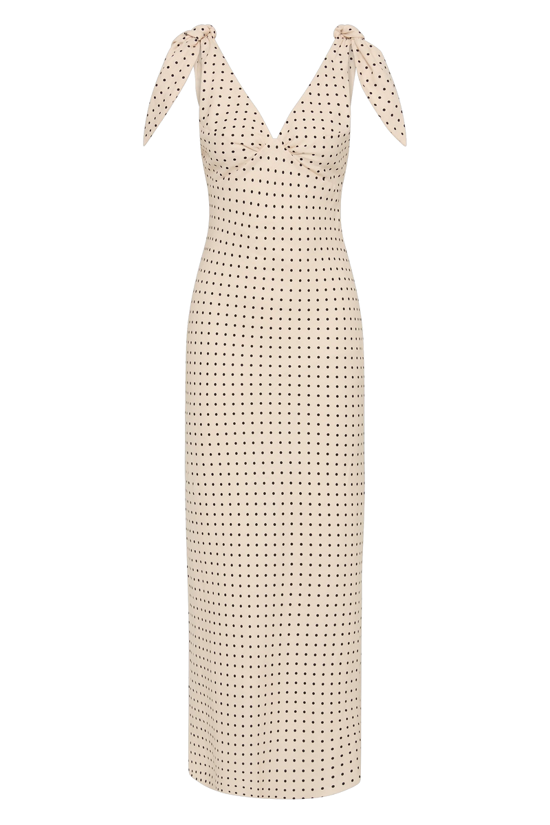 Solana Maxi Dress Lola Polka Dot Cream Black