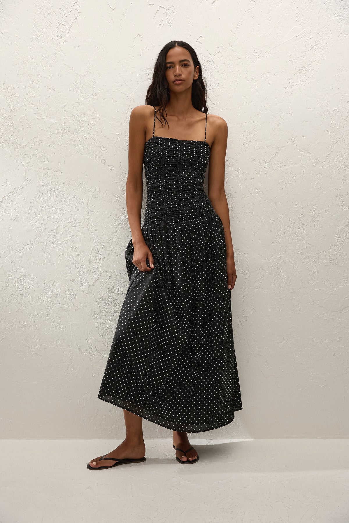Mira Maxi Dress Lola Polka Dot Black Off White