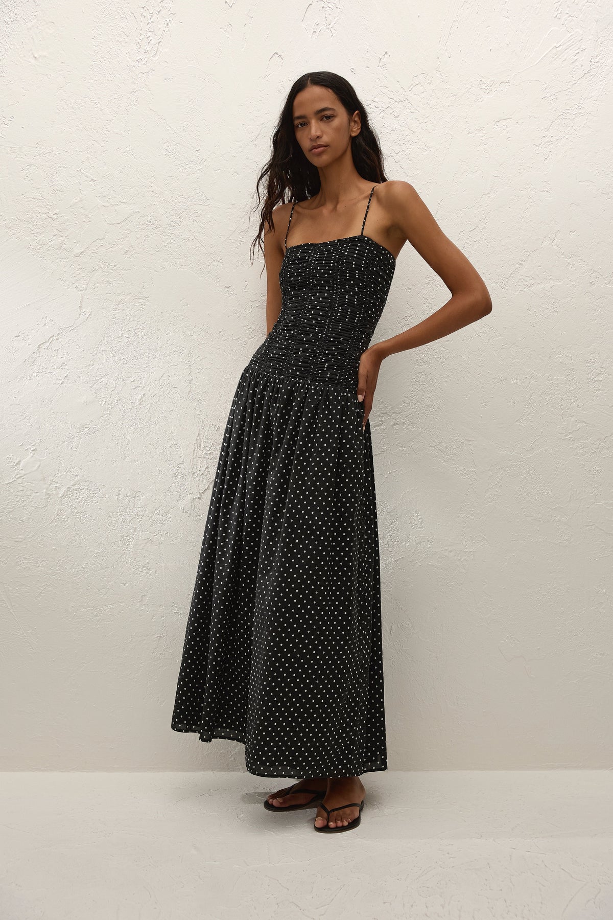 Mira Maxi Dress Lola Polka Dot Black Off White