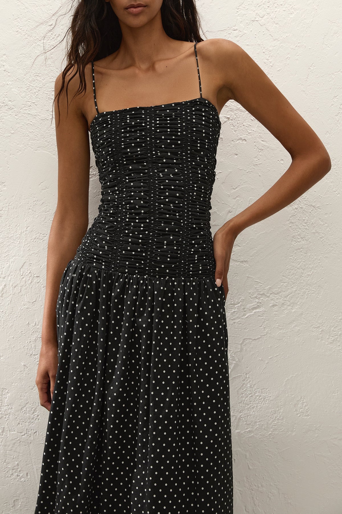 Mira Maxi Dress Lola Polka Dot Black Off White