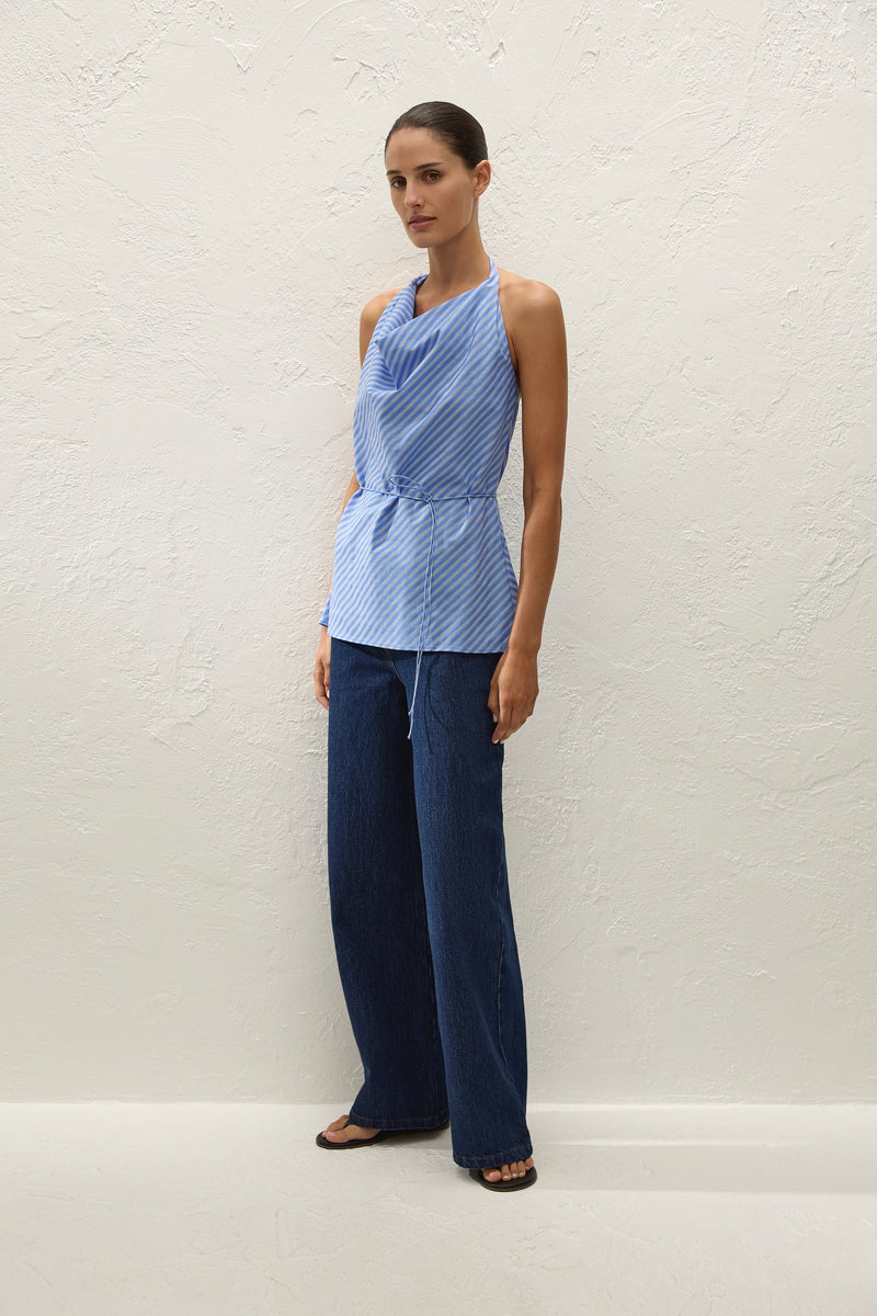 Izaro Top Joao Stripe Azulejo Blue
