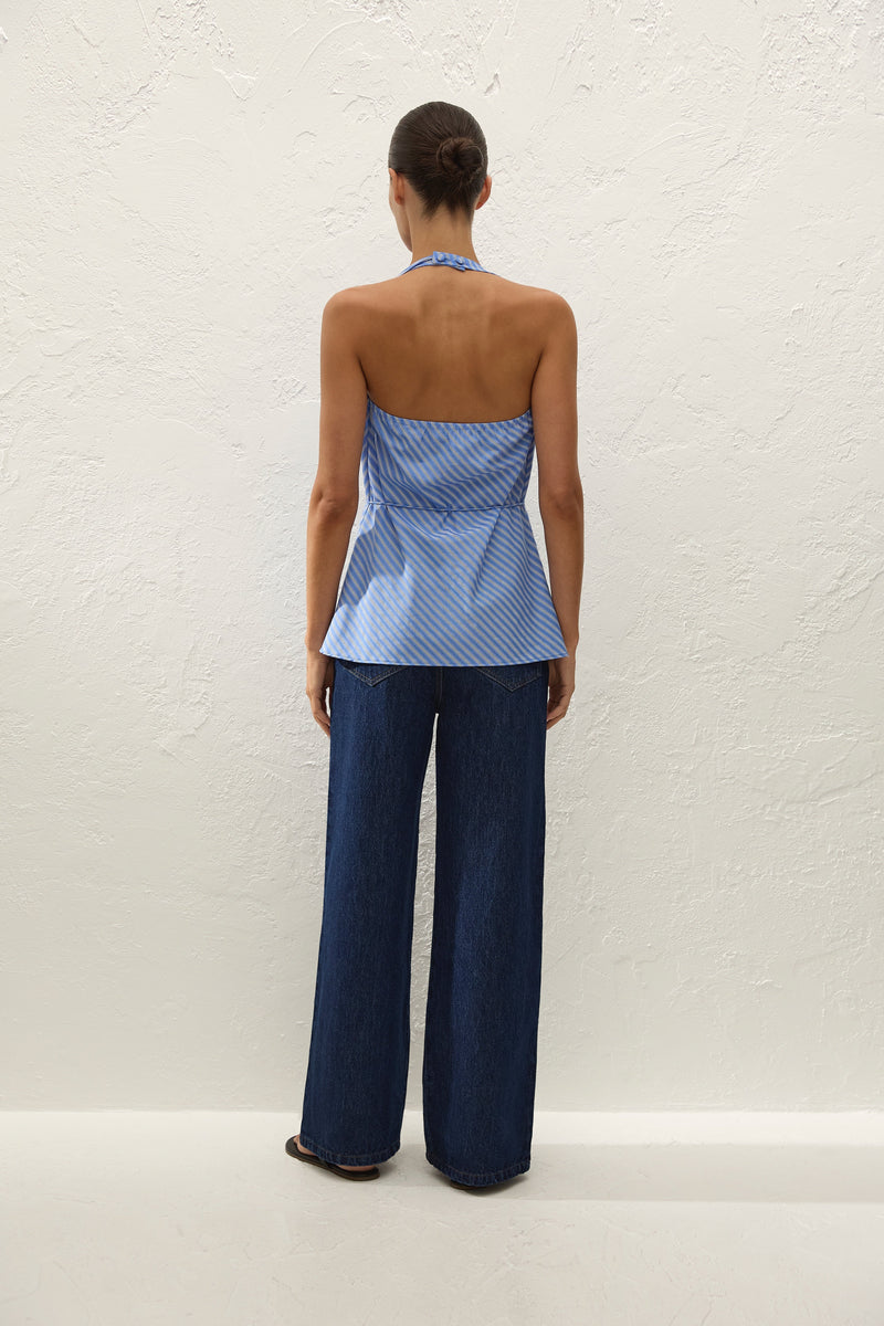 Izaro Top Joao Stripe Azulejo Blue