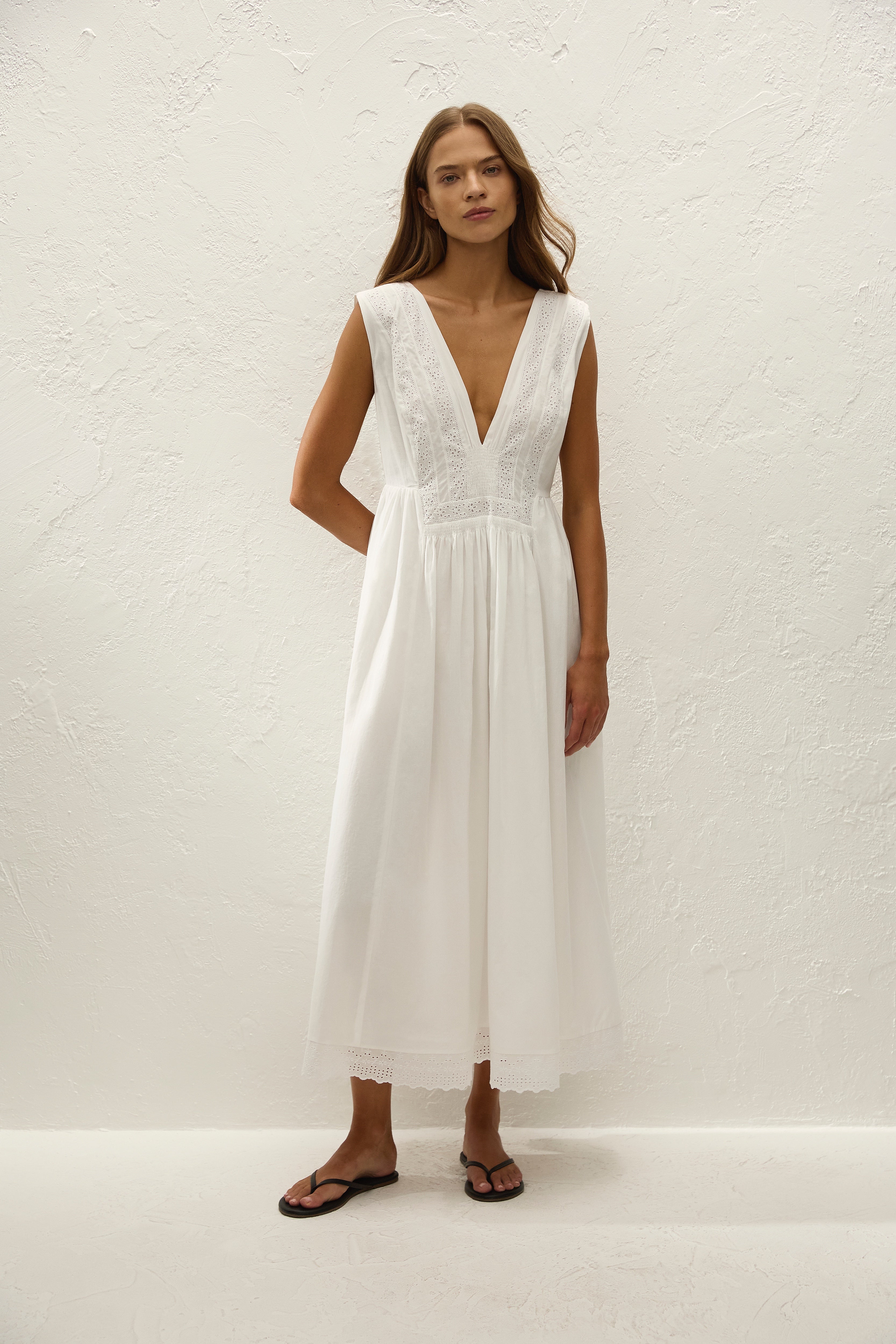 Dalila Midi Dress Fernanda Lace Antique White