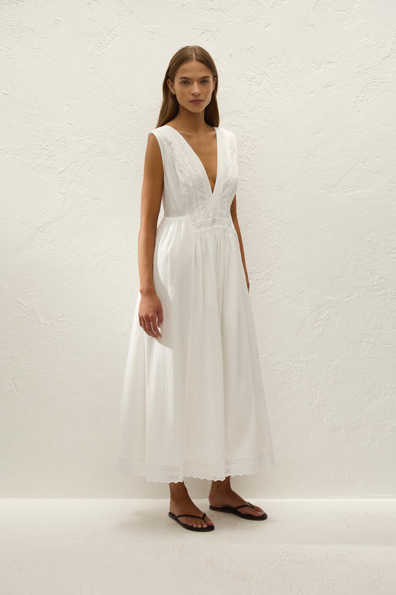 Dalila Midi Dress Fernanda Lace Antique White