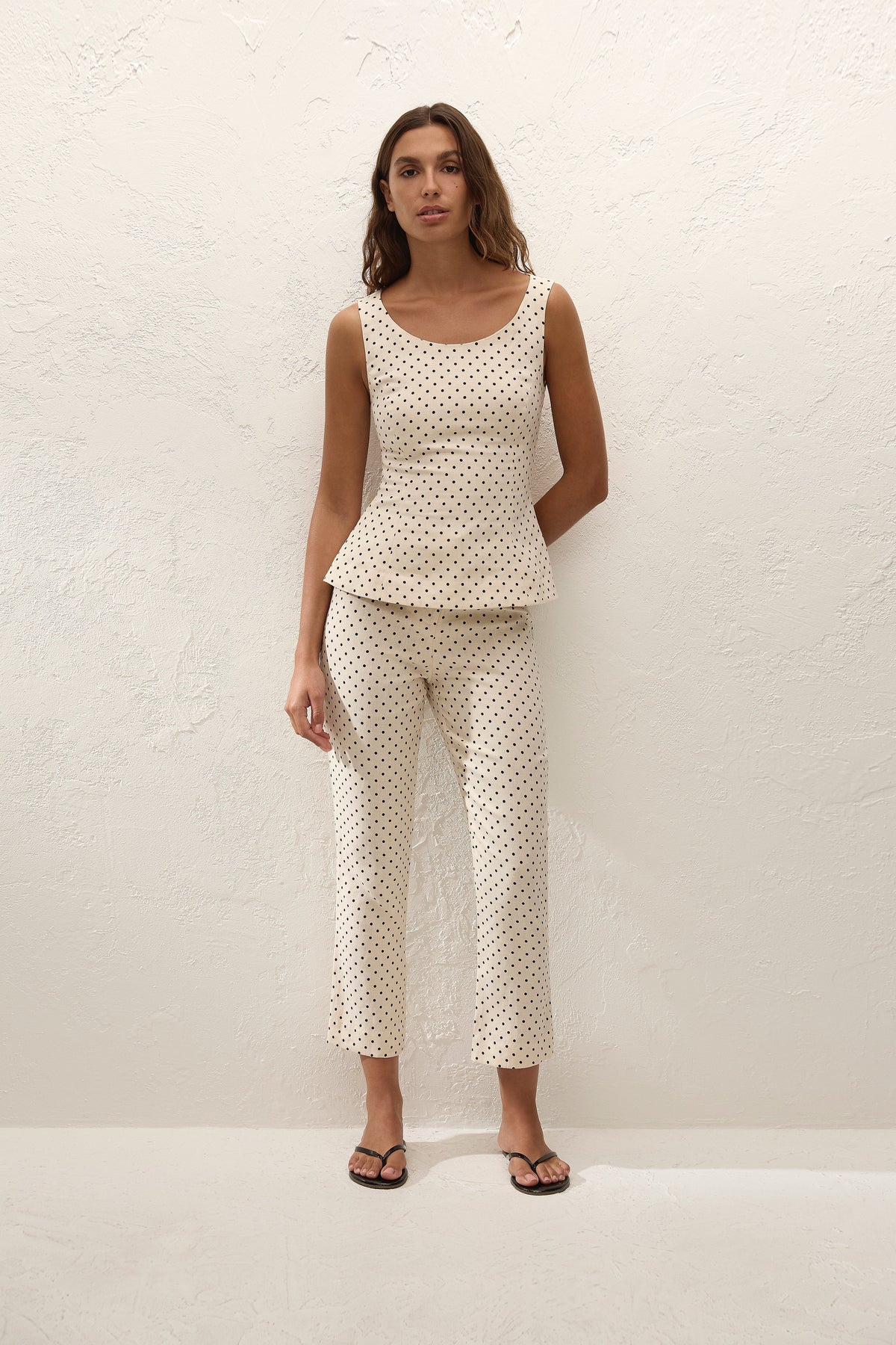 Iria Capri Pant Lola Polka Dot Cream Black