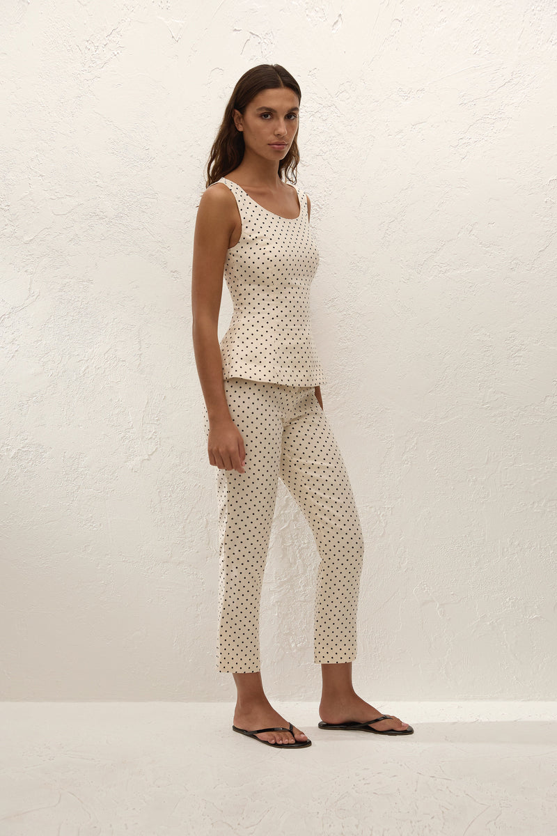Iria Top Lola Polka Dot Cream Black