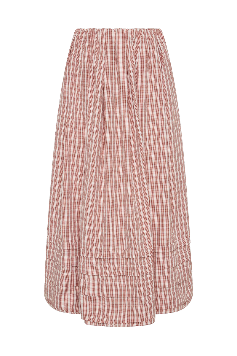Cales Skirt Paloma Check Cinnamon White