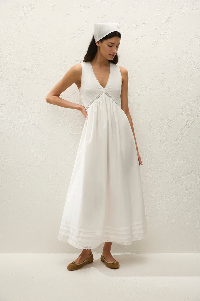 Fiora Midi Dress Fresco Lace White - Final Sale