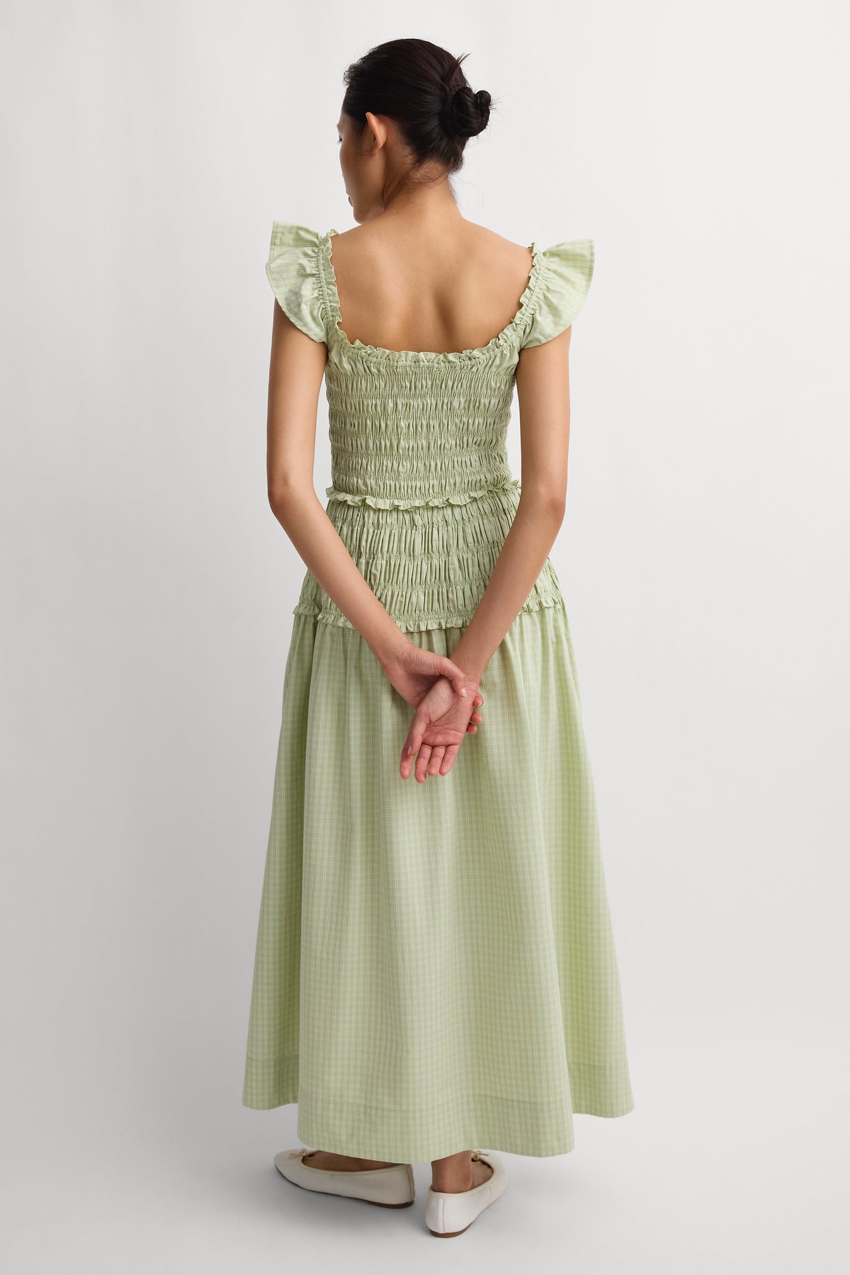 Catalina Midi Dress Micro Check Pistachio