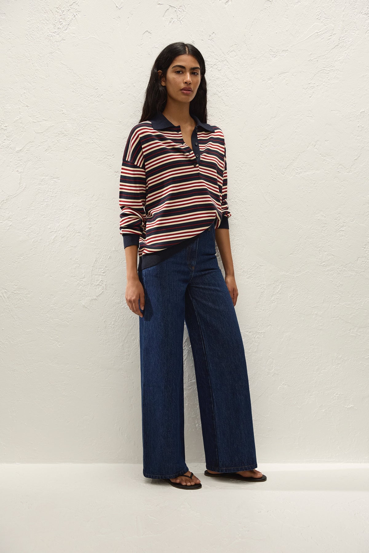 Harlow Oversized Polo Cila Stripe Navy