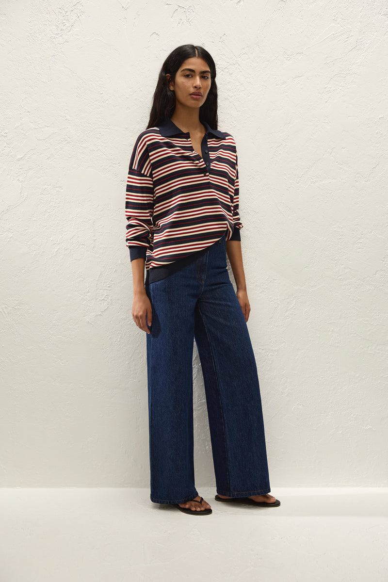 Harlow Oversized Polo Cila Stripe Navy