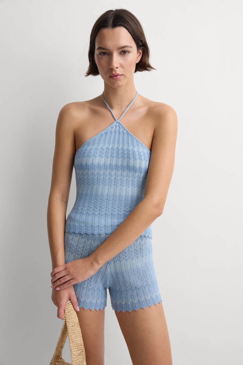 Ria Top Light Blue Chevron
