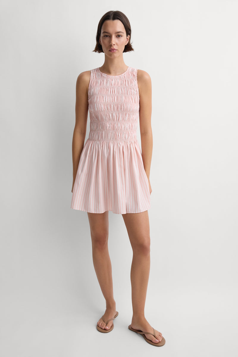 Heidi Mini Dress Carmen Stripe Peony White