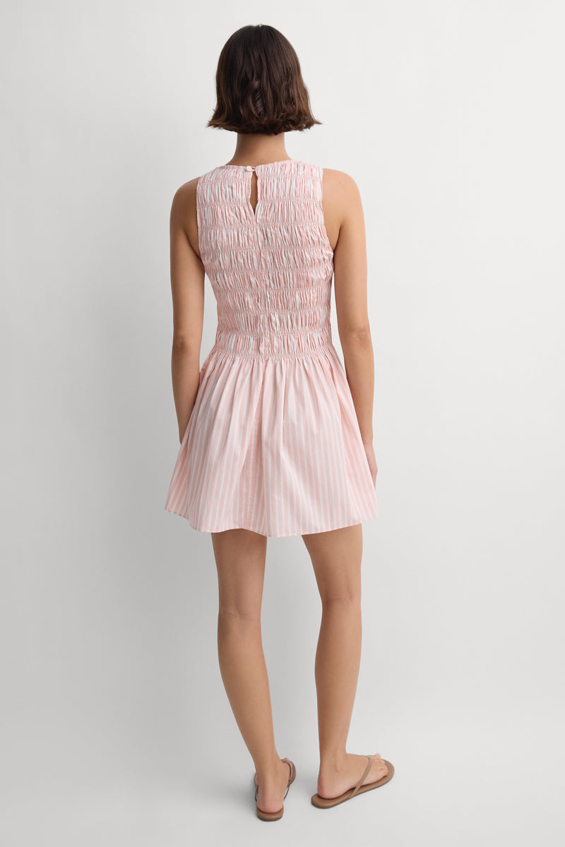 Heidi Mini Dress Carmen Stripe Peony White