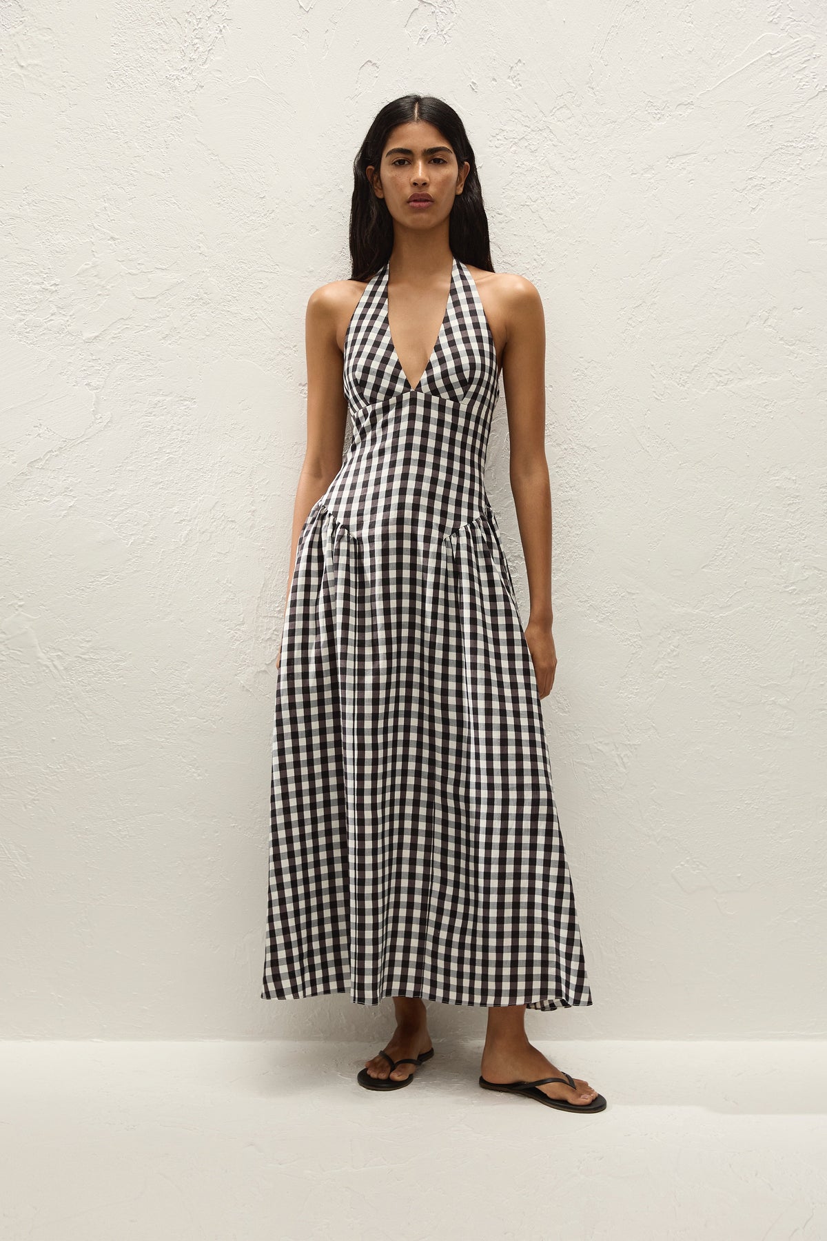 La Cala Midi Dress Gingham Black