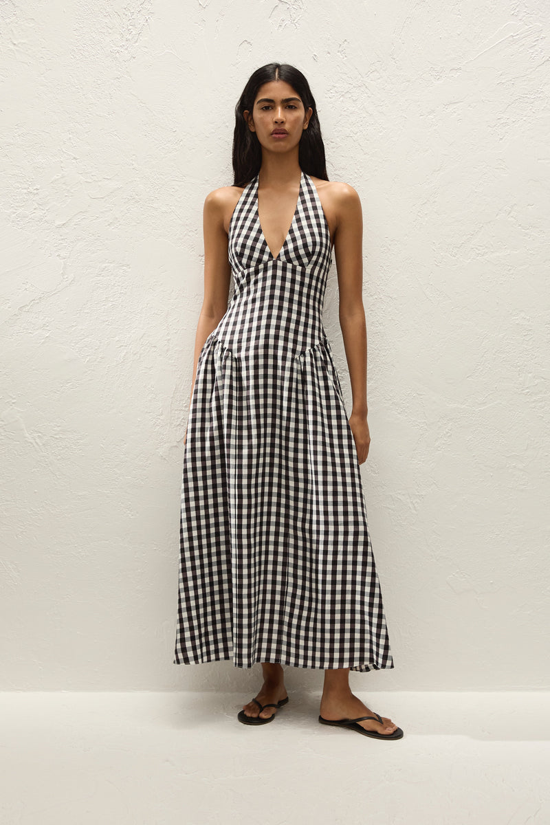 La Cala Midi Dress Gingham Black