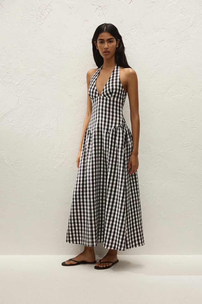 La Cala Midi Dress Gingham Black