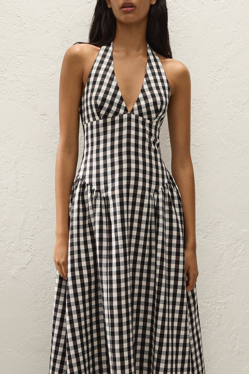La Cala Midi Dress Gingham Black