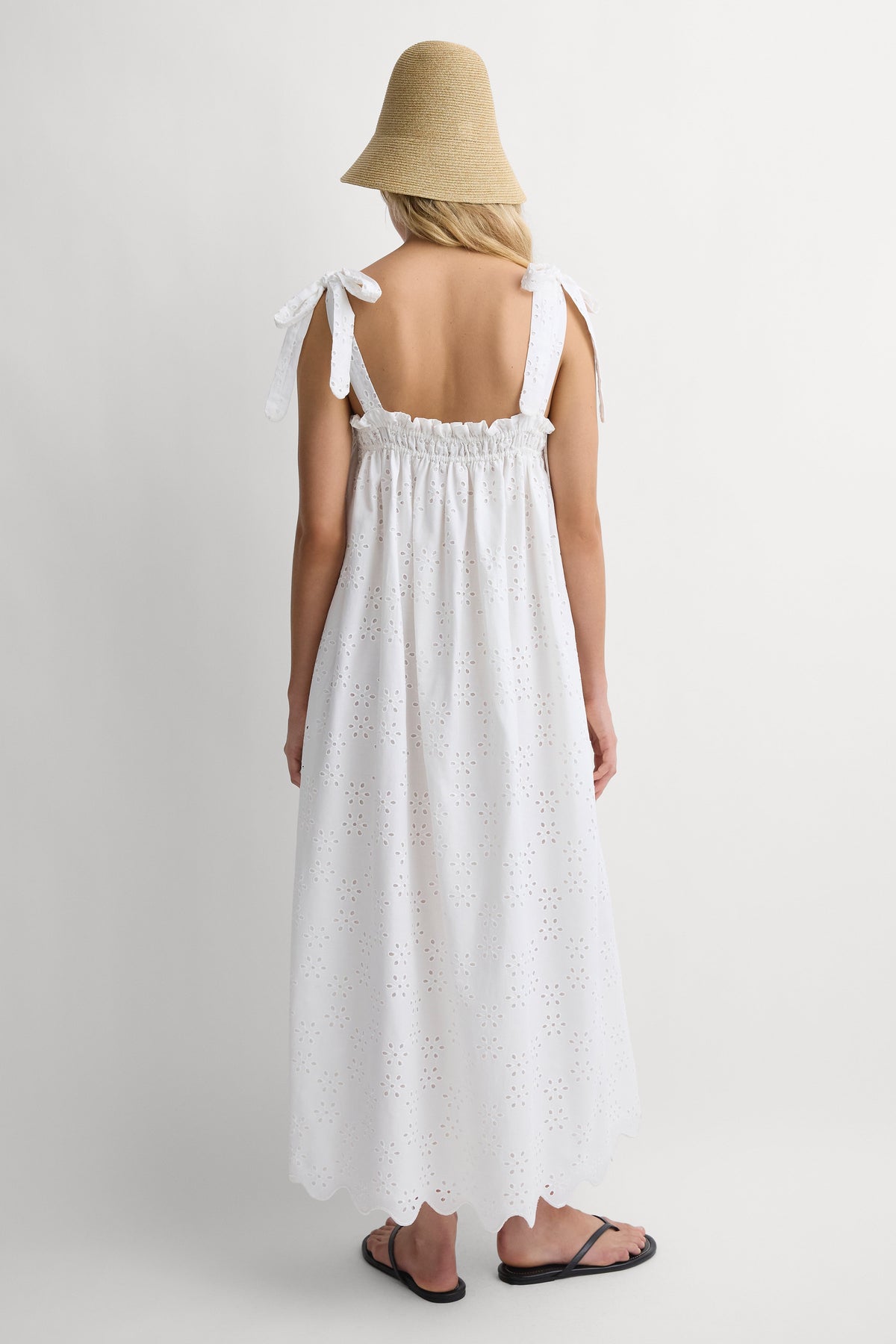 Noela Midi Dress Sandara Broderie White