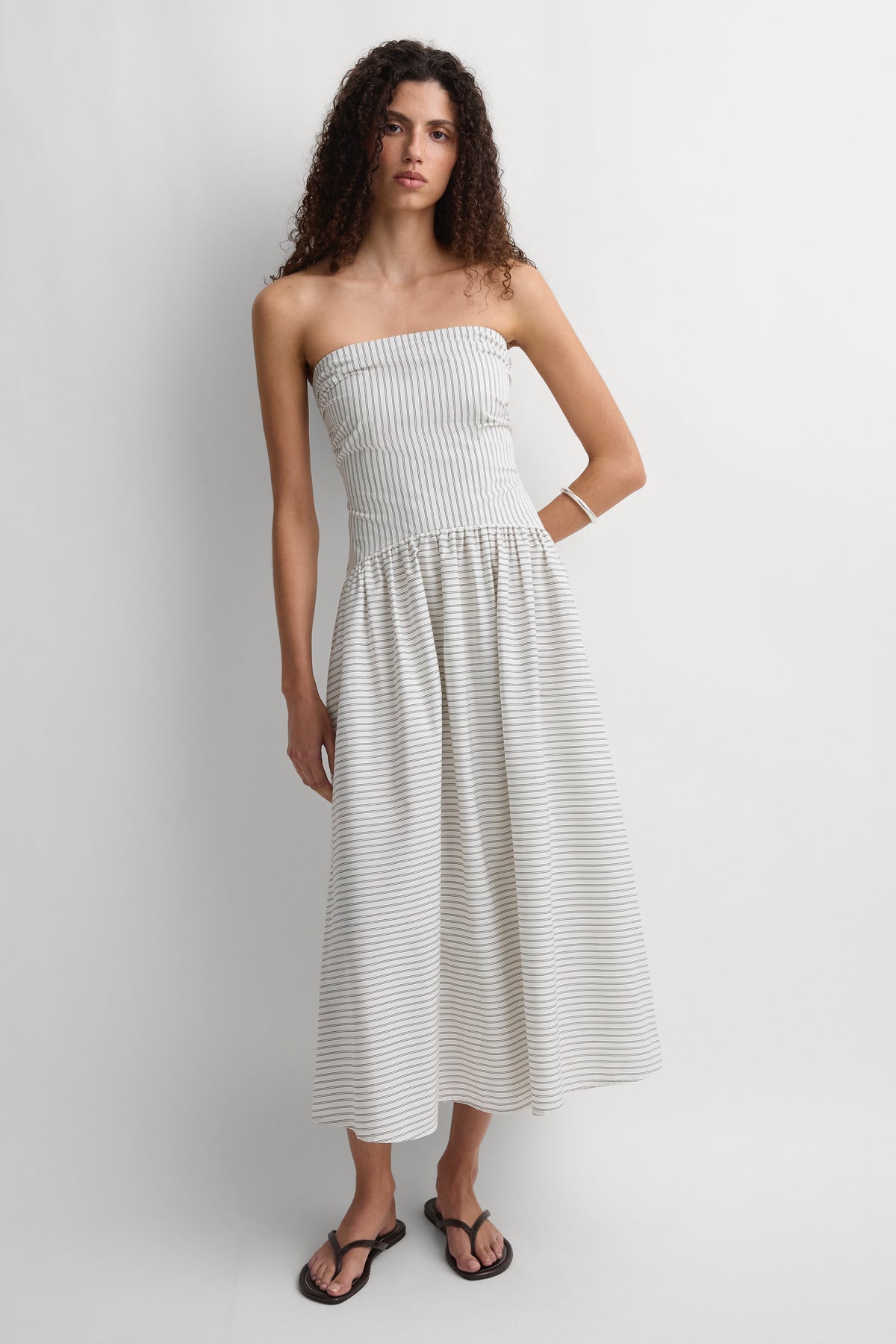 Lue Midi Dress Oliva Stripe Ecru