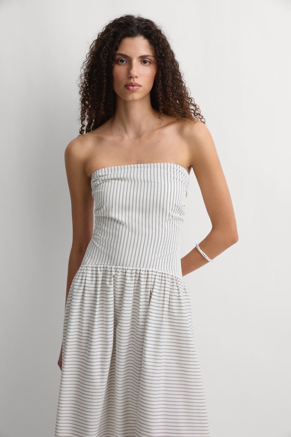 Lue Midi Dress Oliva Stripe Ecru