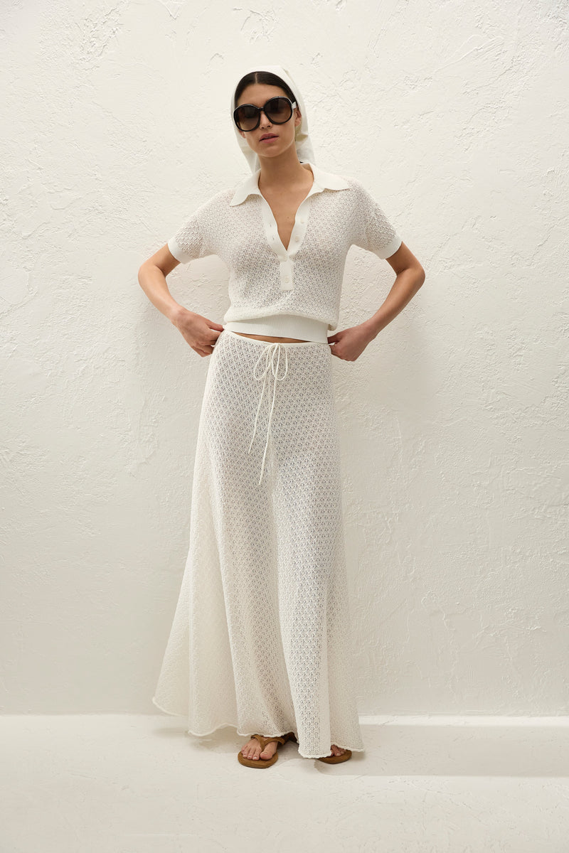 Lenna Skirt Pointelle Lace Vintage White - Final Sale
