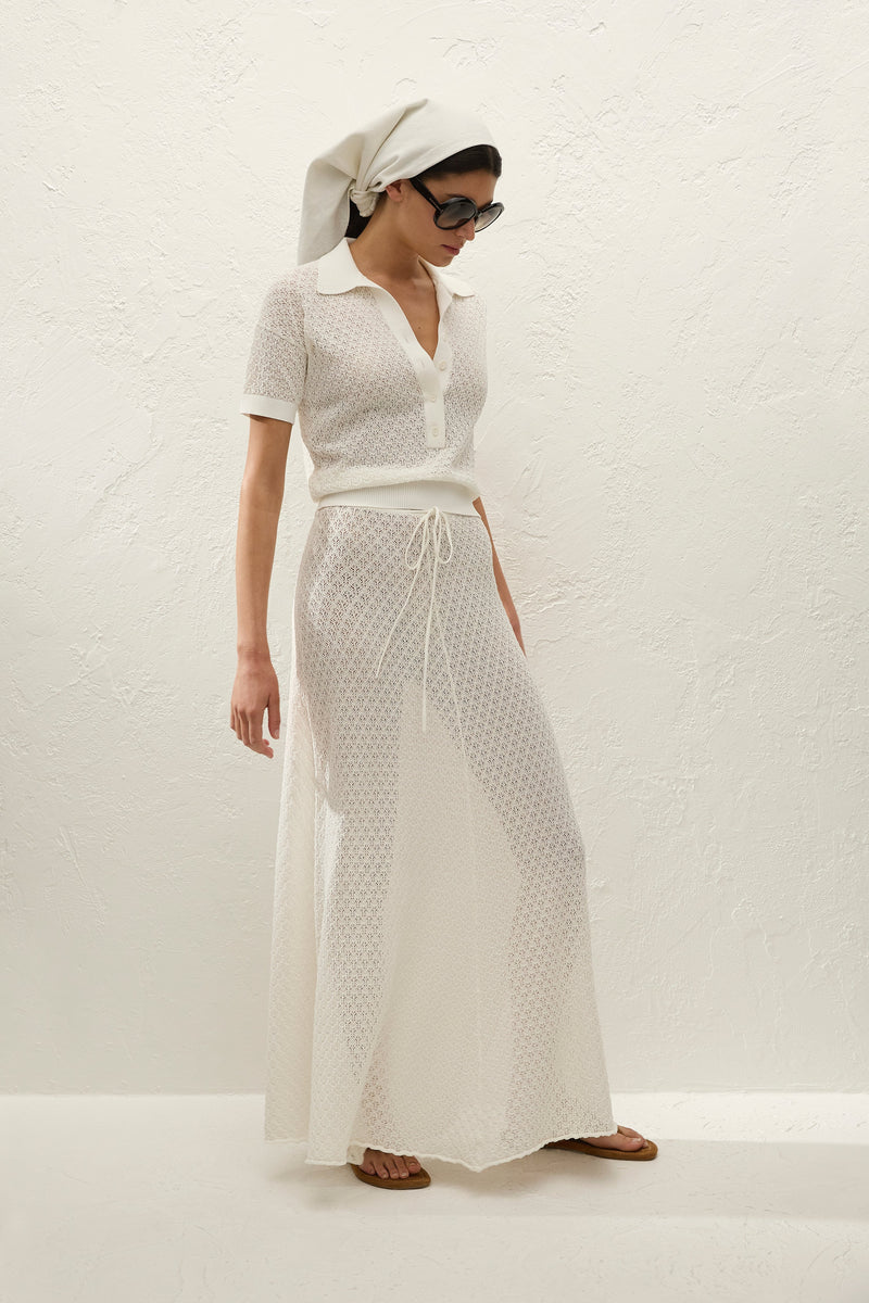 Lenna Skirt Pointelle Lace Vintage White - Final Sale