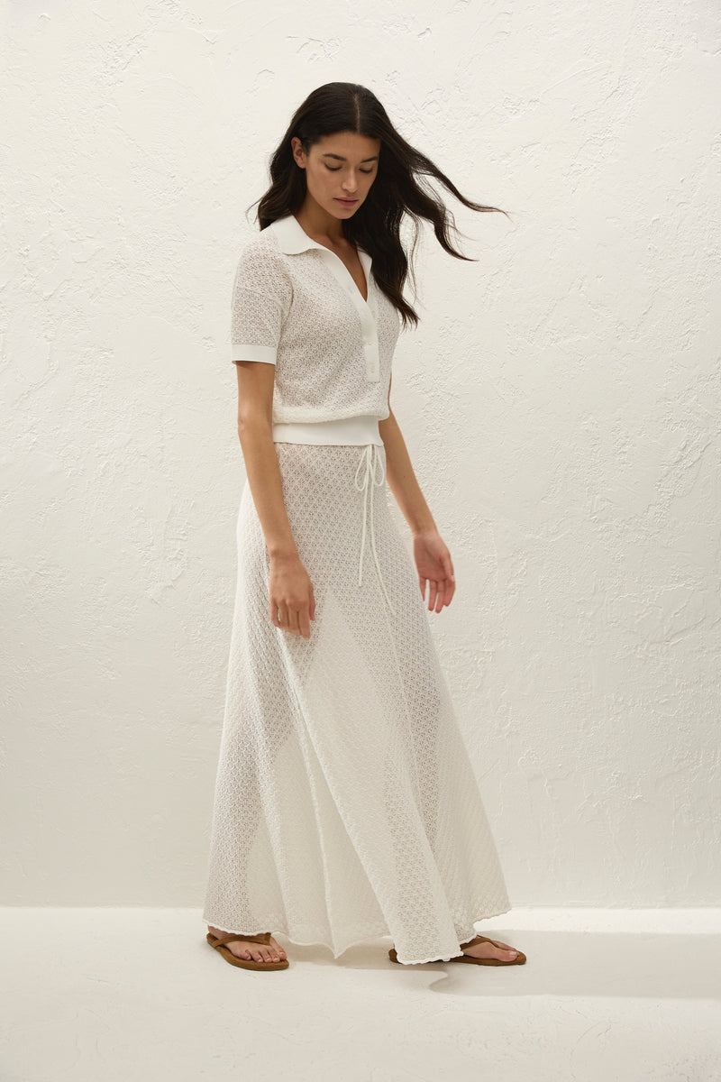 Lenna Skirt Pointelle Lace Vintage White - Final Sale