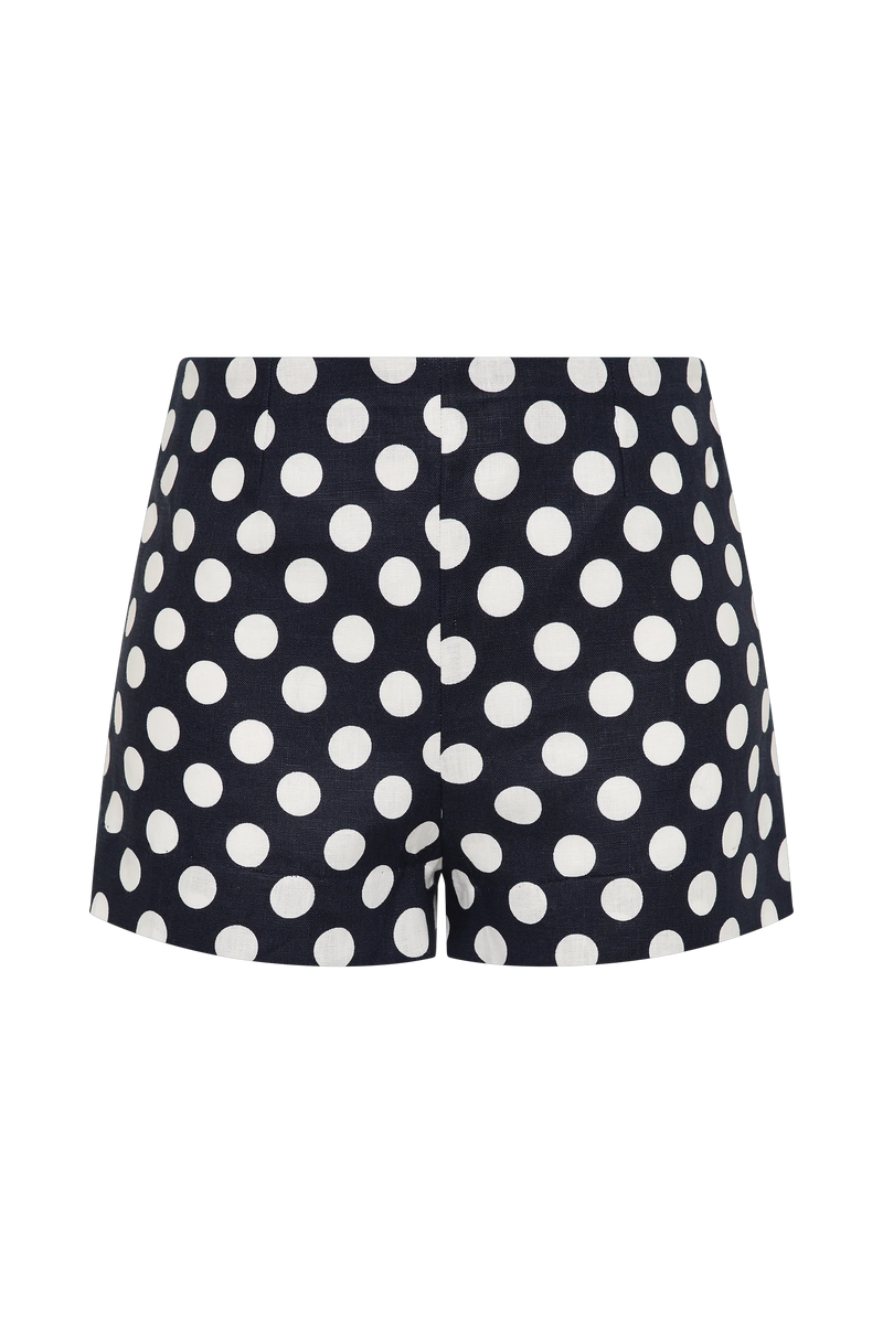 Lila Mini Short Vintage Navy White Dot