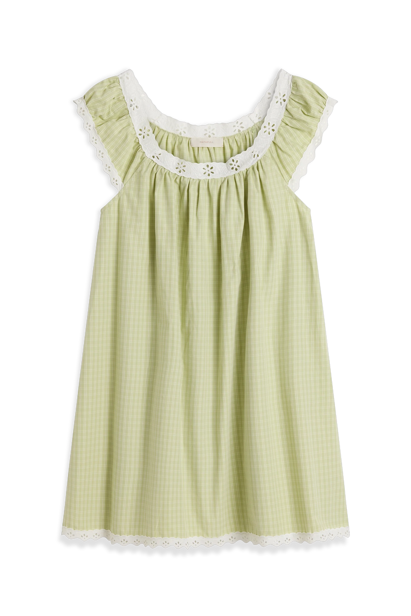 Arcadia Mini Dress Micro Check Pistachio