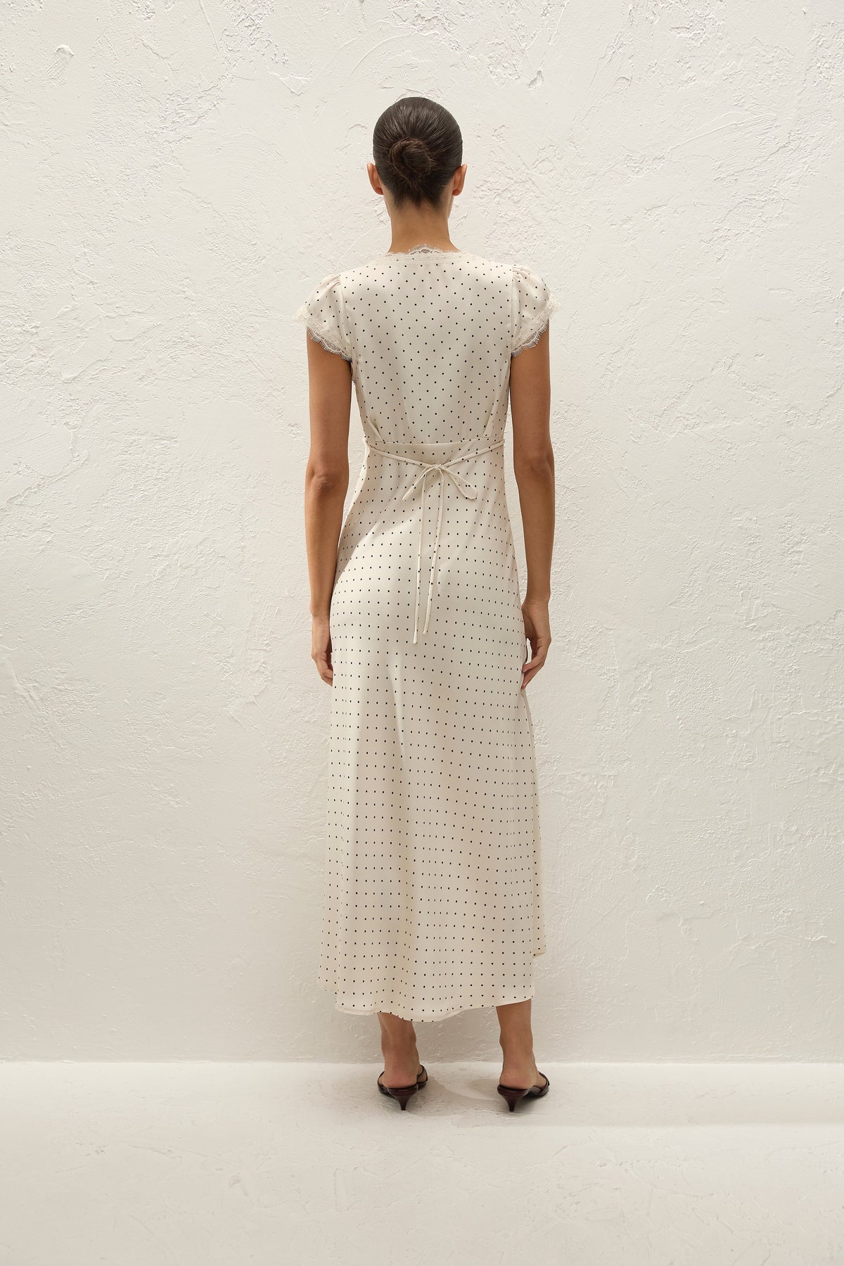 Mina Midi Dress Polka Dot Antique White