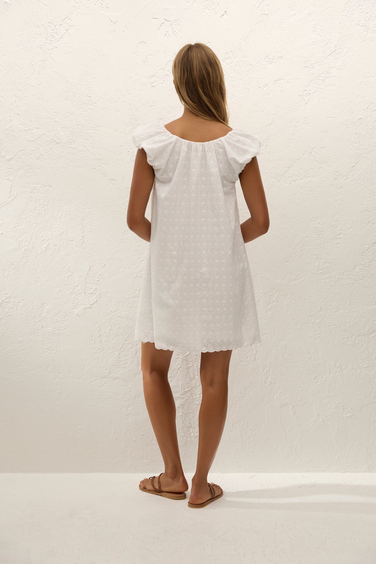 Clementina Mini Dress Lucy Broderie White