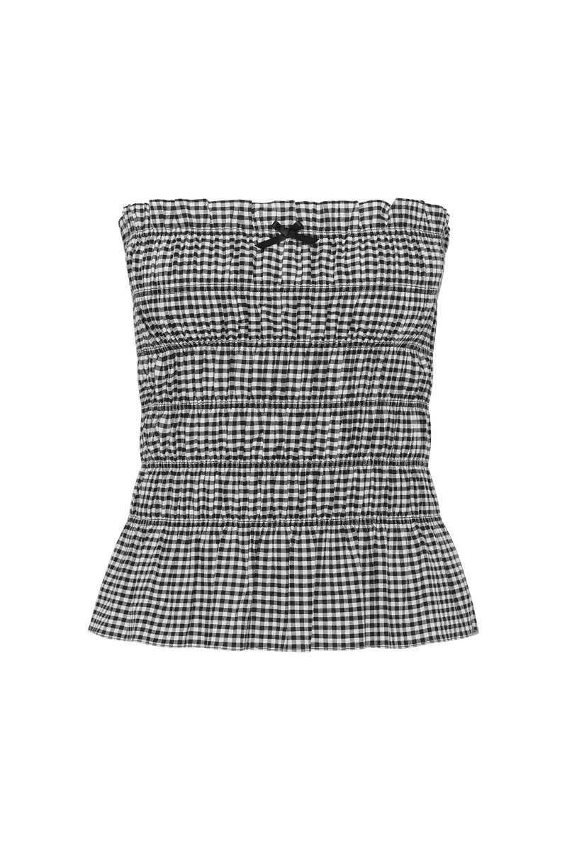 Leya Top Cantinho Gingham Black
