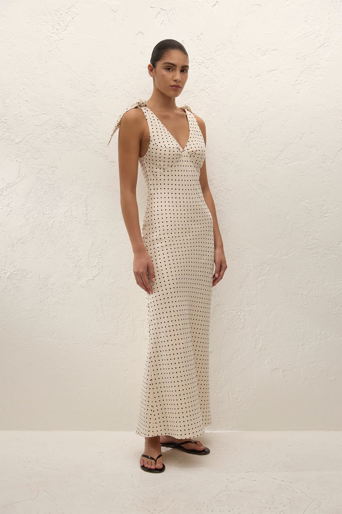 Solana Maxi Dress Lola Polka Dot Cream Black