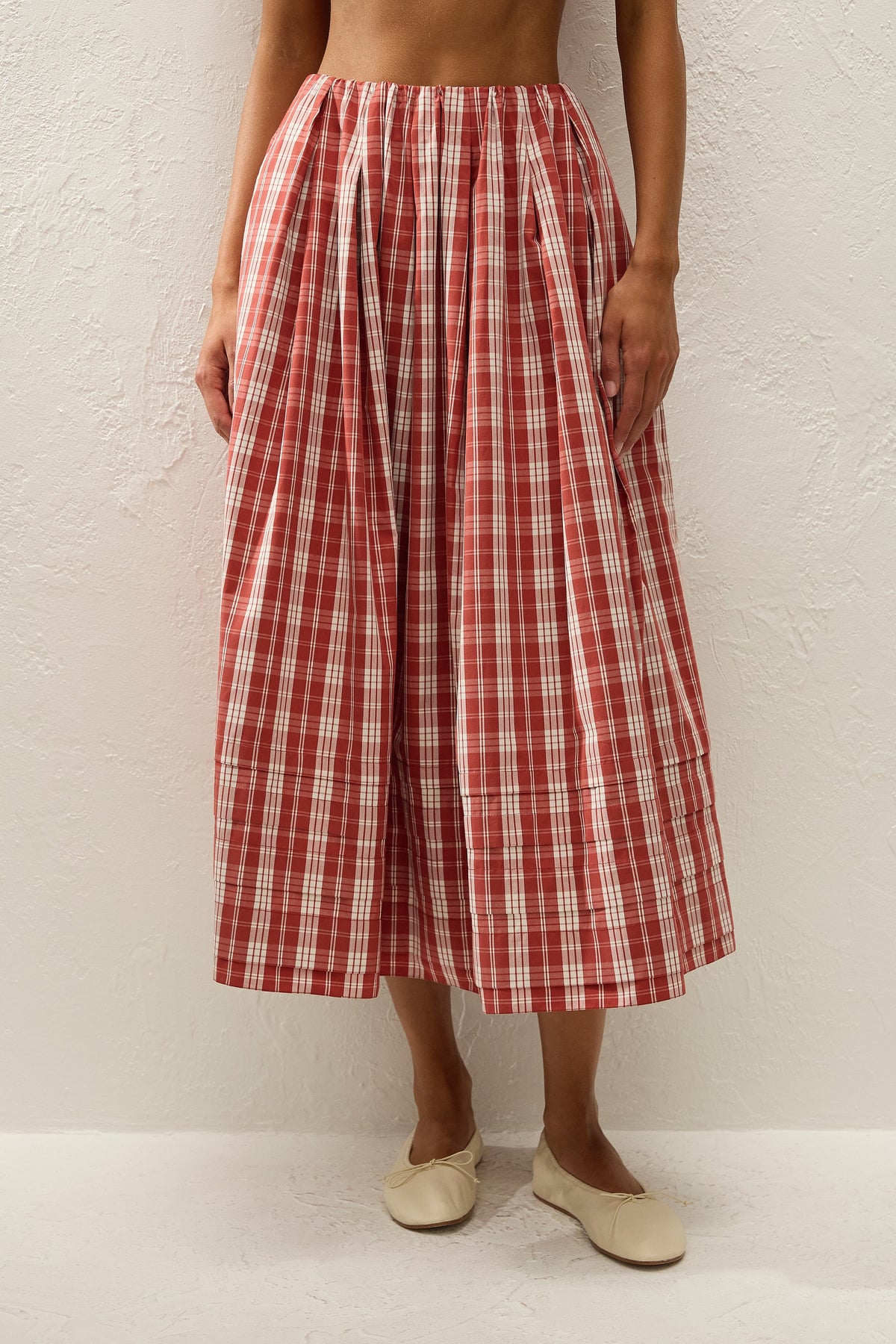 Cales Skirt Ines Check Terra Rosso