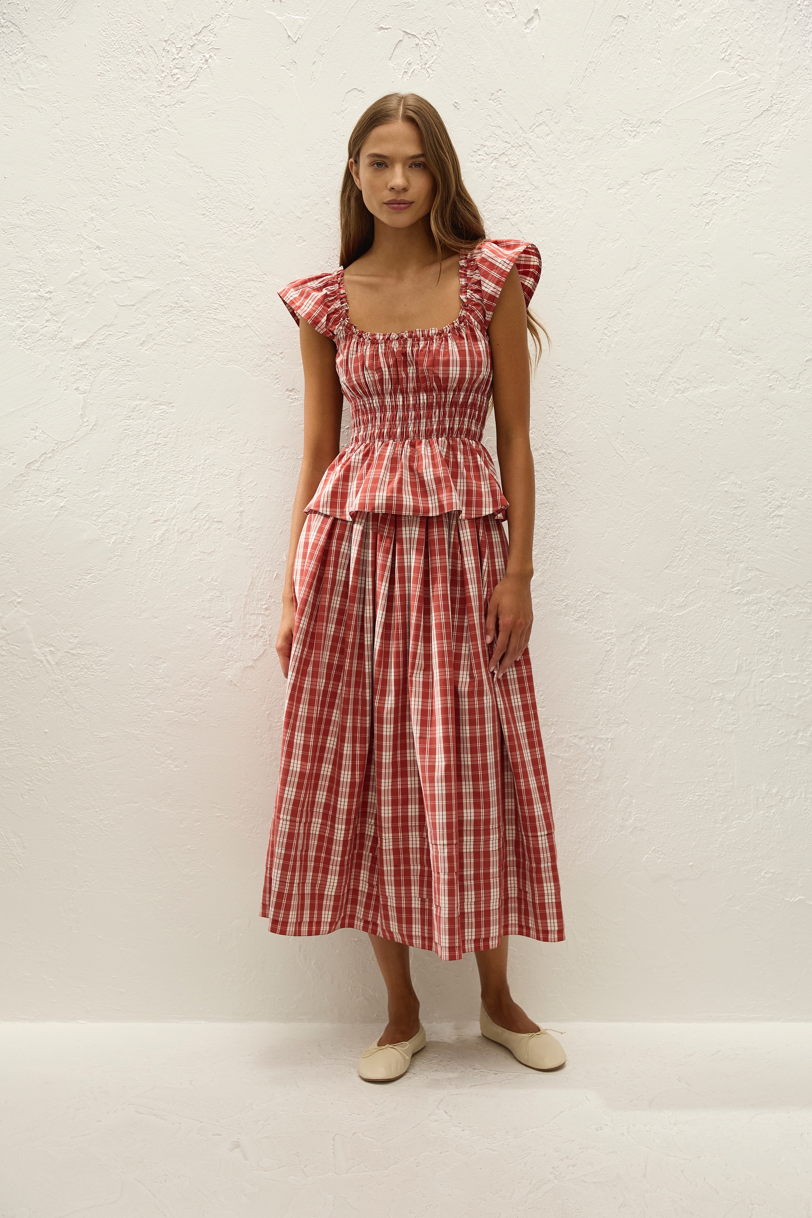 Cales Skirt Ines Check Terra Rosso