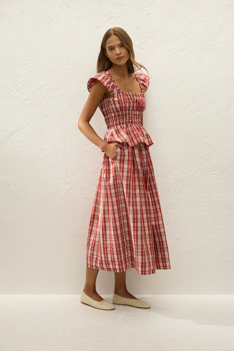 Janne Top Ines Check Terra Rosso