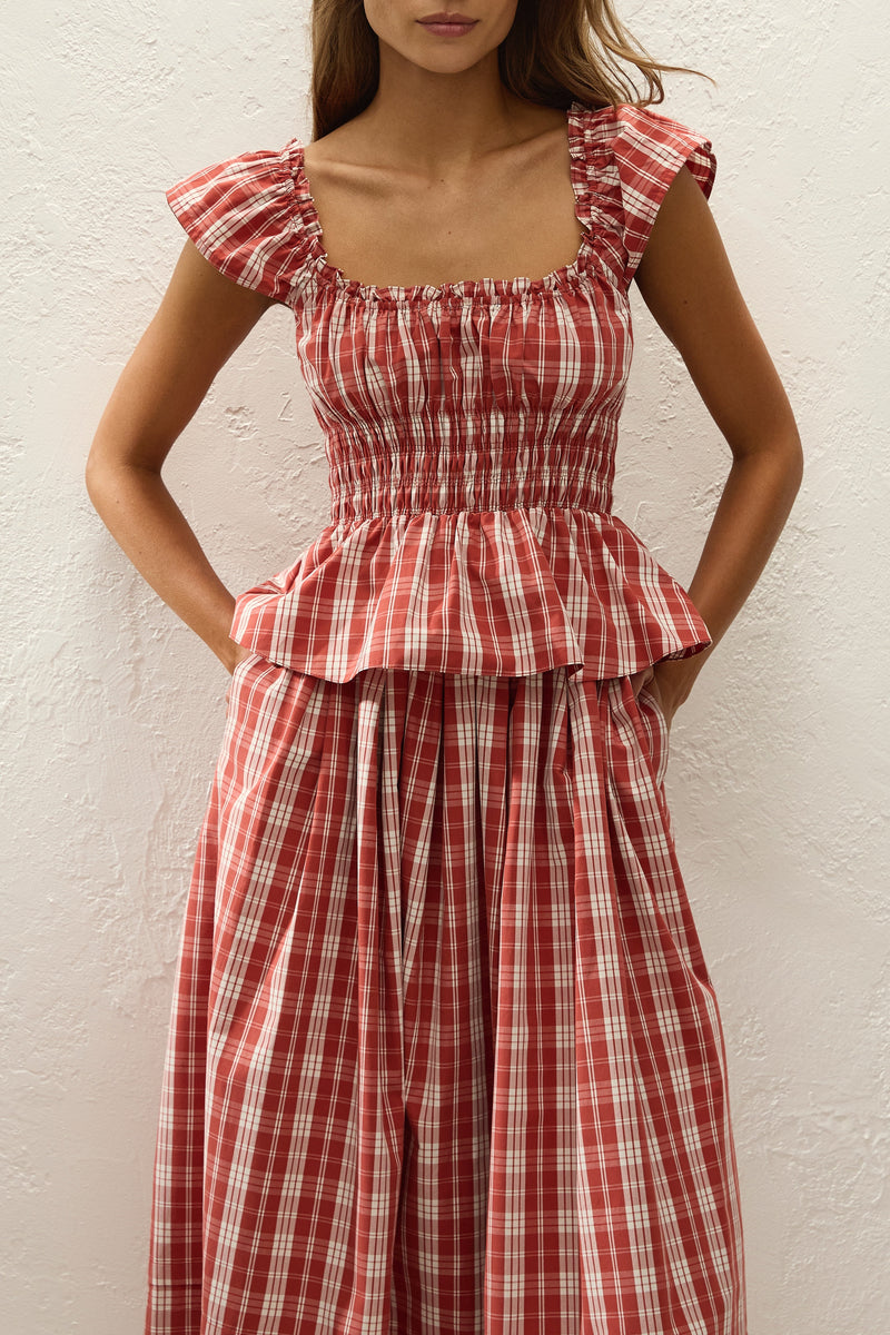 Janne Top Ines Check Terra Rosso