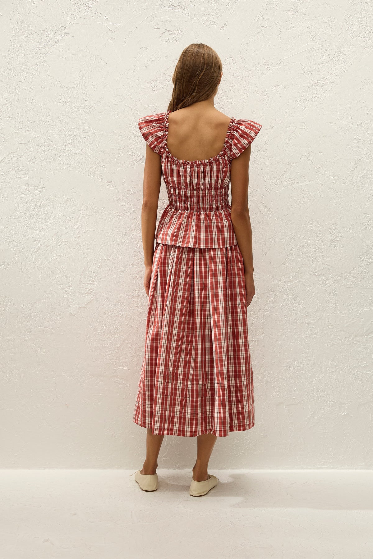 Cales Skirt Ines Check Terra Rosso