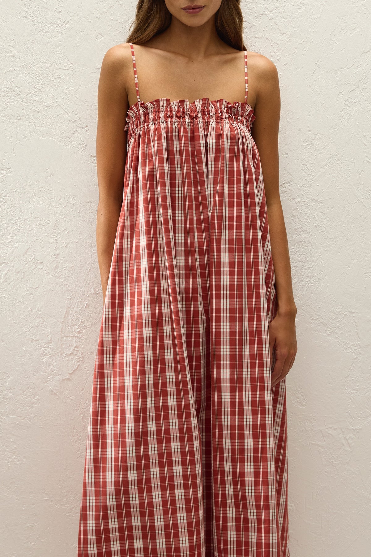 Gerta Midi Dress Ines Check Terra Rosso